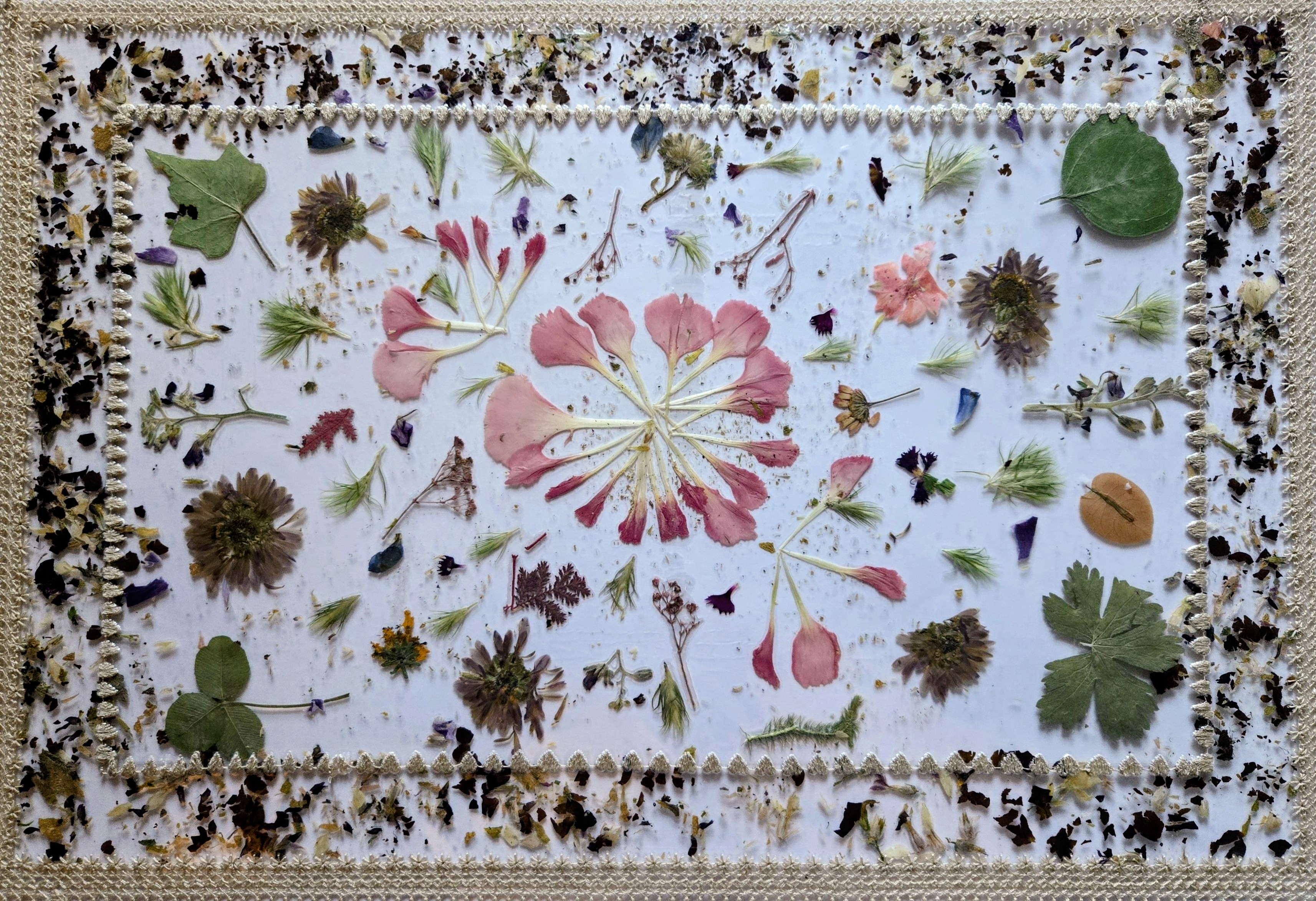 Handmade flower art piece