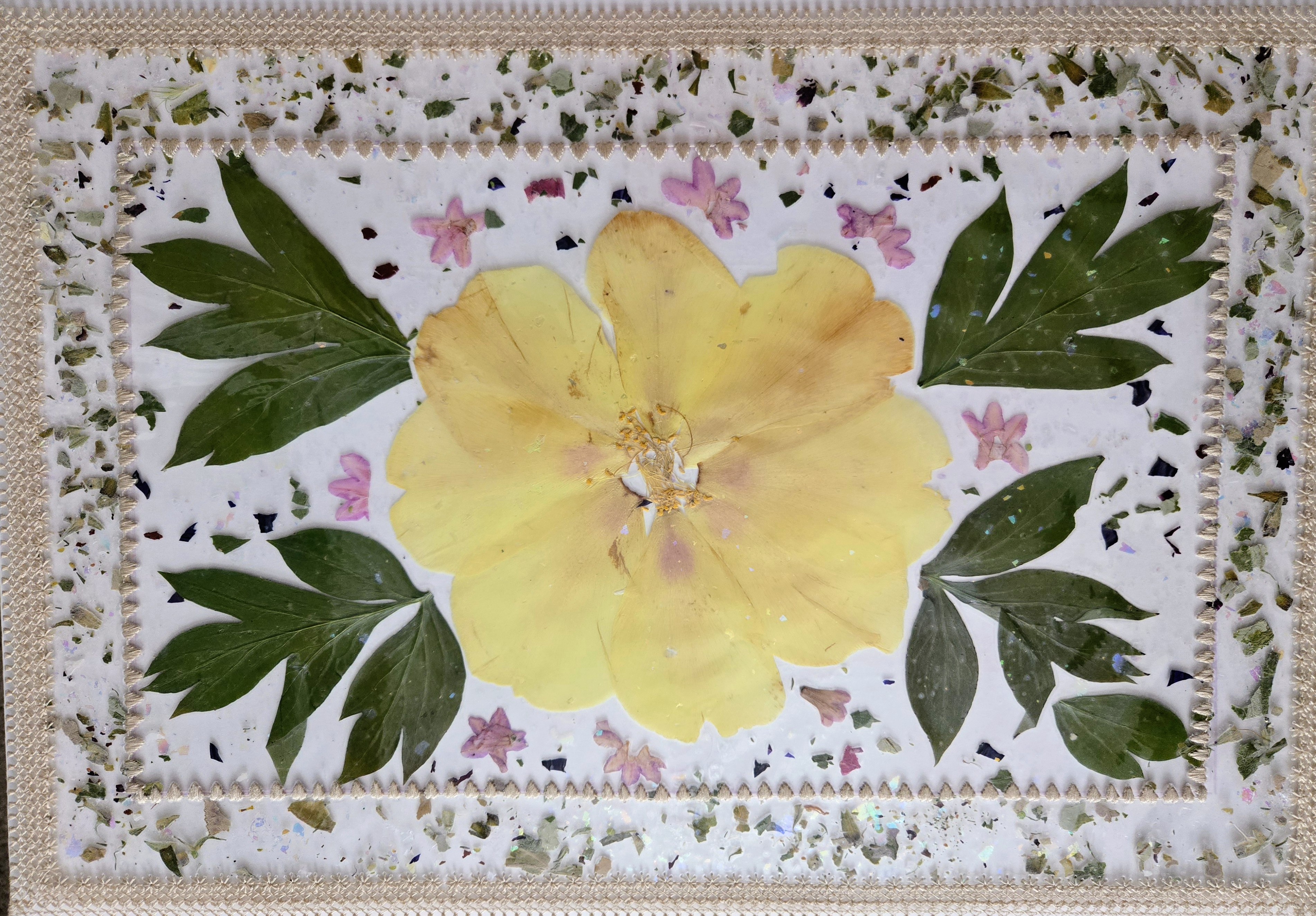 Handmade flower art piece